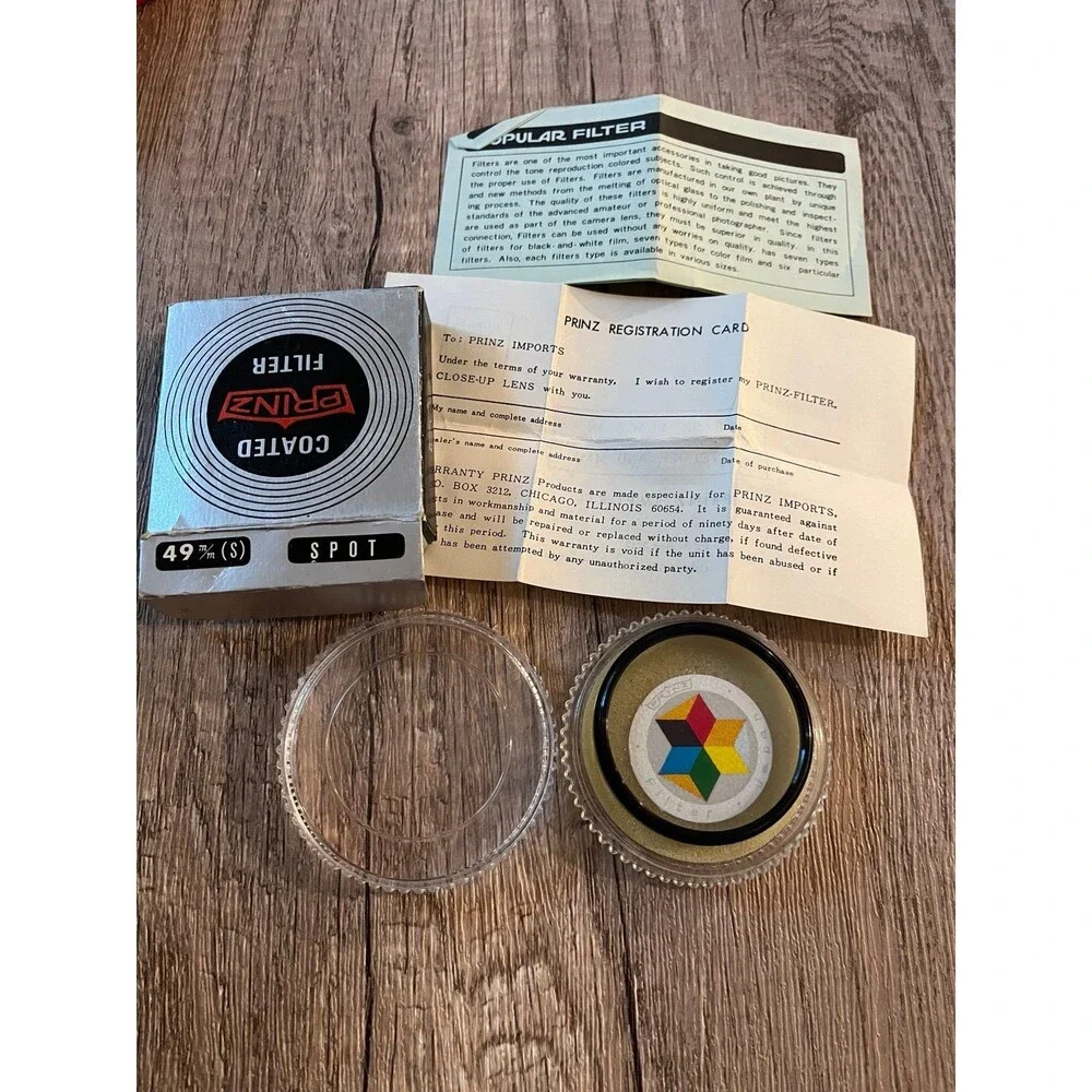 Vintage Prinz 49mm Glass Spot and Diffusion Filters Made in Japan